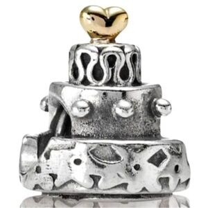 Pandora Celebration Cake 14K Gold Heart Bead Authentic Retired